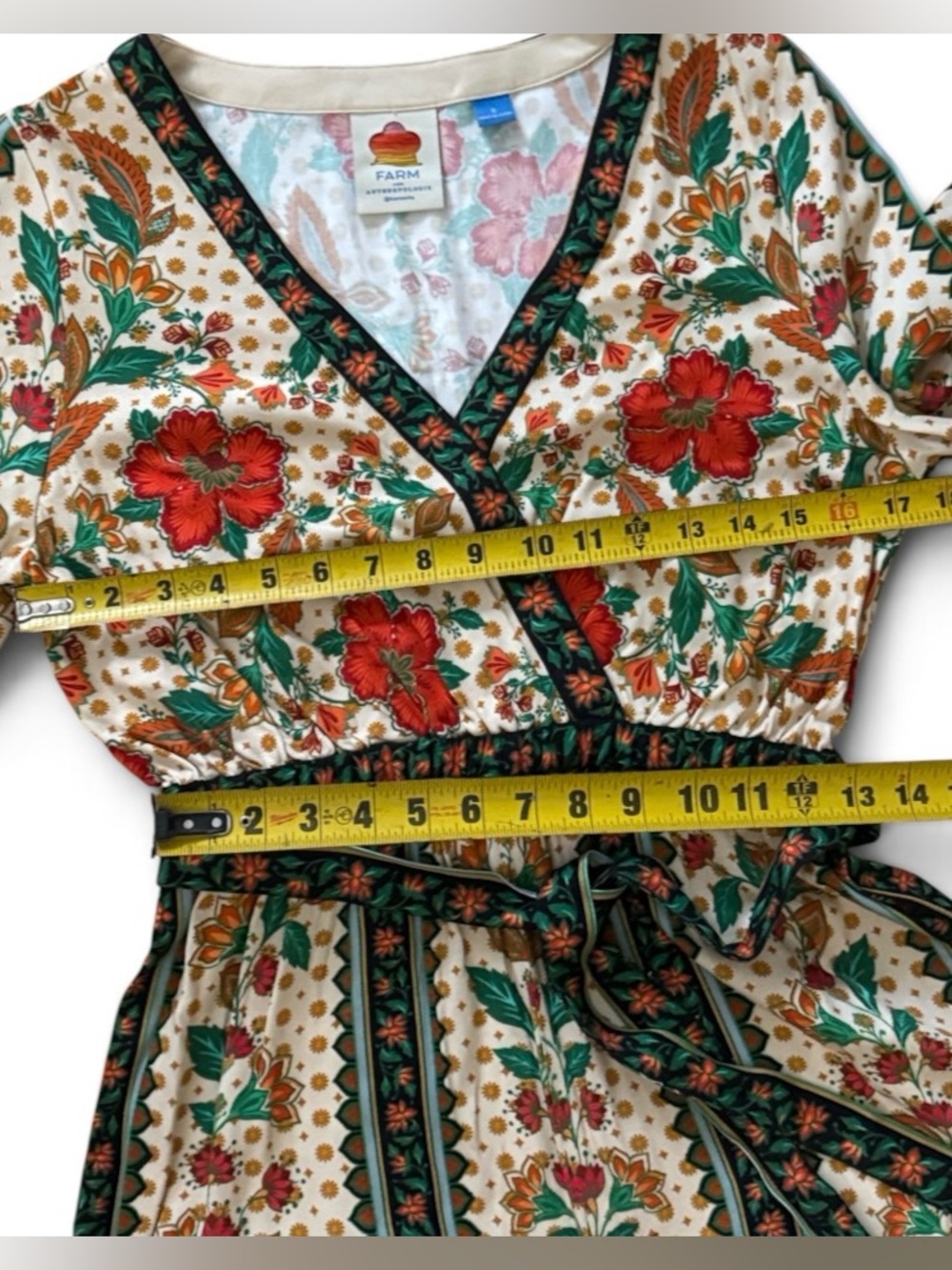 Farm Rio x New Anthropologie Cotton Boho Floral Jumpsuit Long Sleeve S-S - Picture 14 of 16